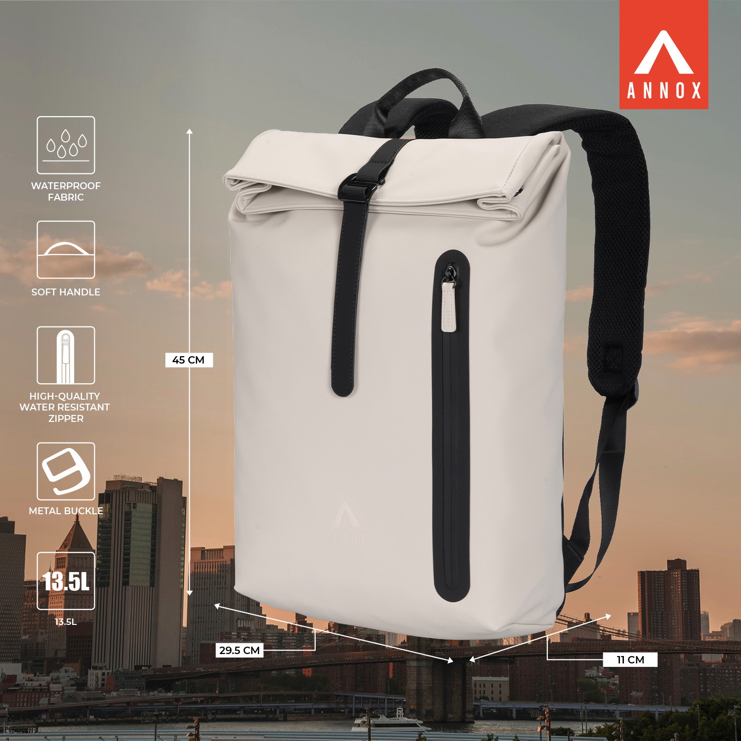 Annox Casual Laptop-Rucksack 15.6” – Wasserabweisendes PU