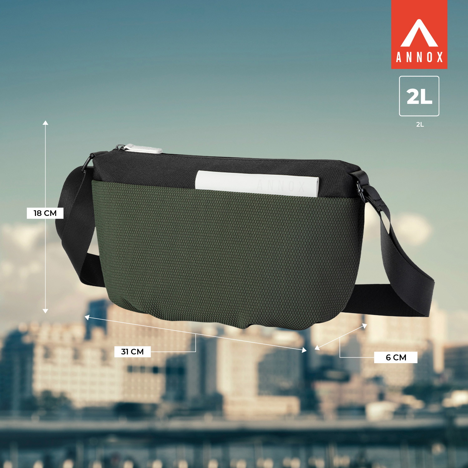 Annox On-The-Go Sling Bag – Wasserabweisende Tasche für Skate und Scooter