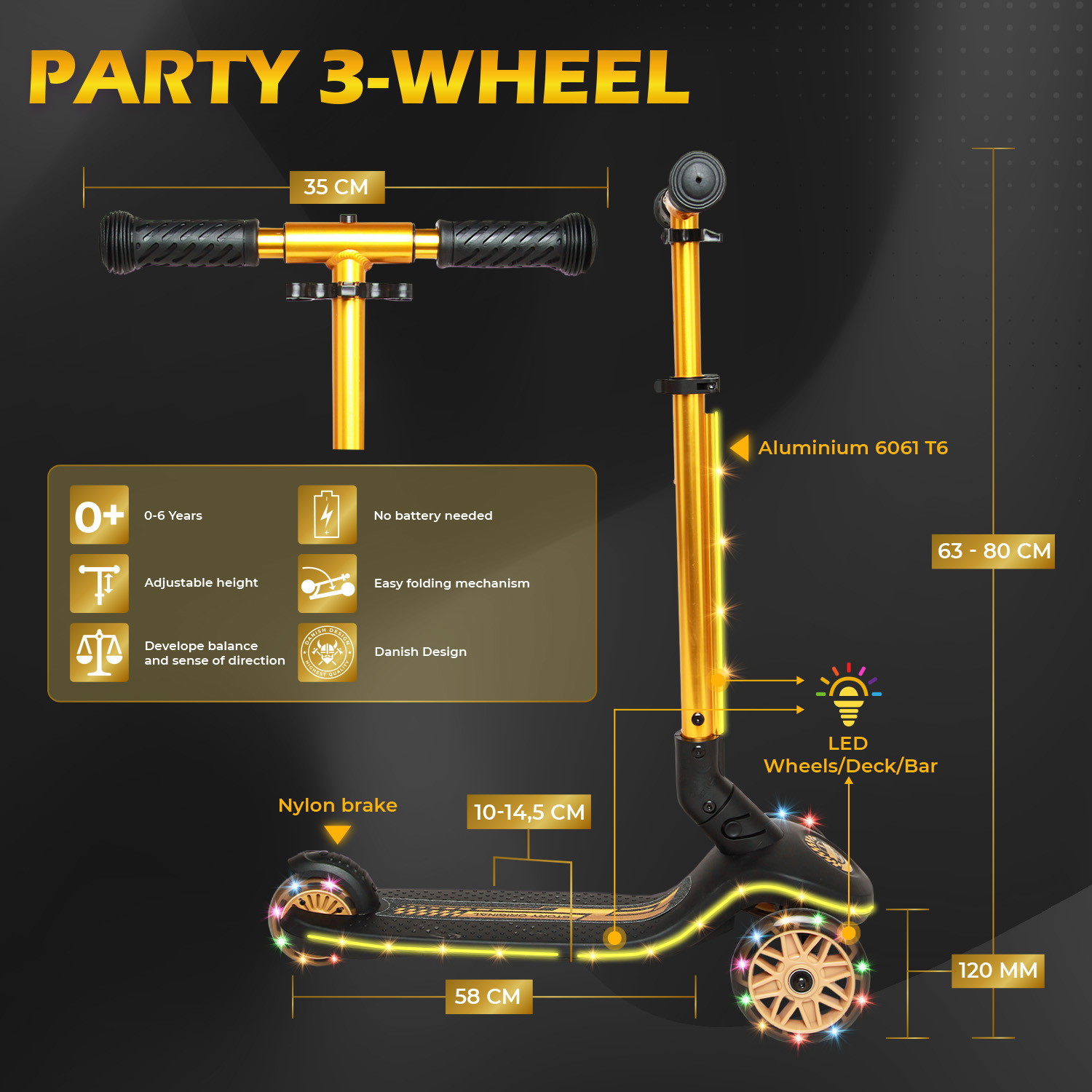 Story Party 3-Rad LED Kinderroller