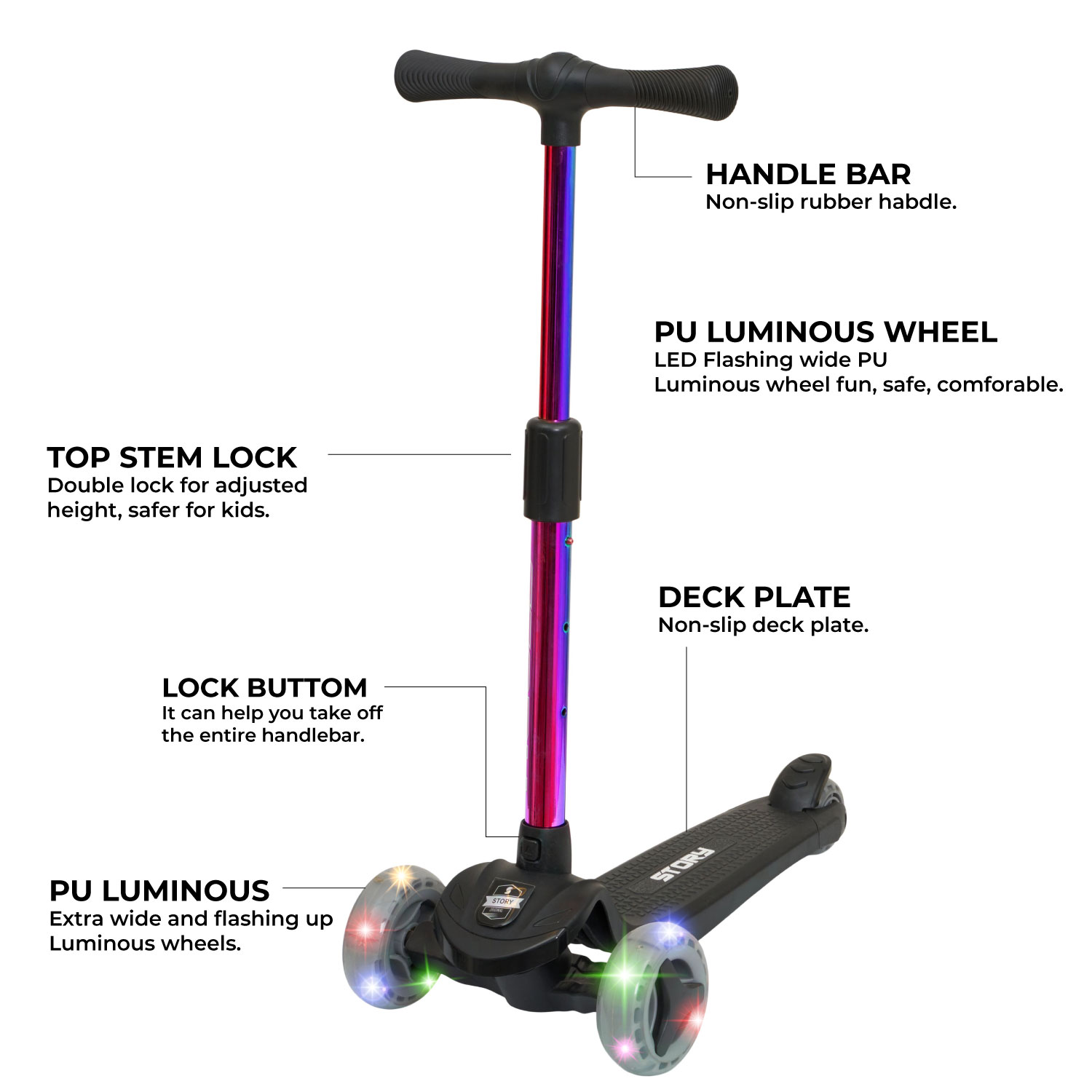 Story Mini Friends LED Deluxe 3-Rad Kinderroller