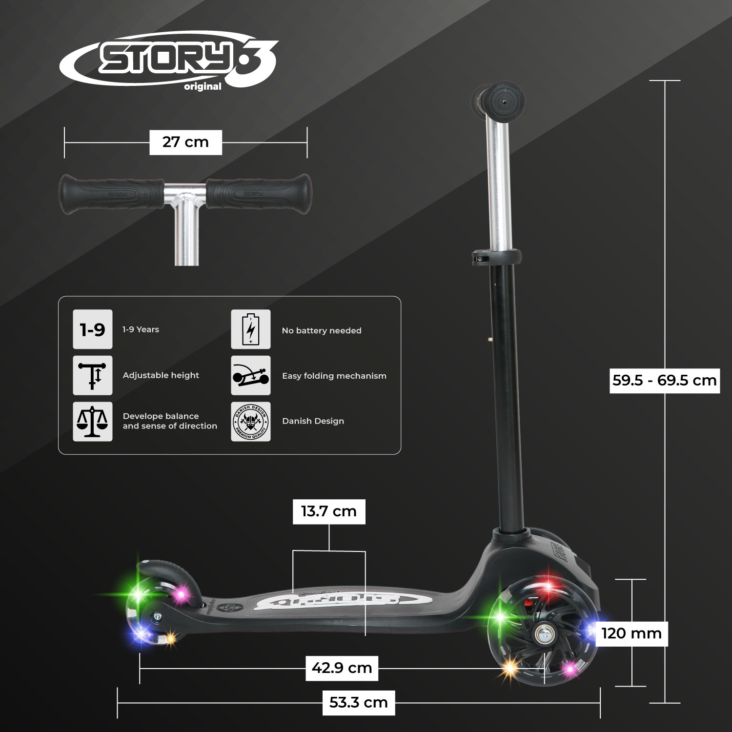 Story MoveLite 3-Rad LED-Kinderroller