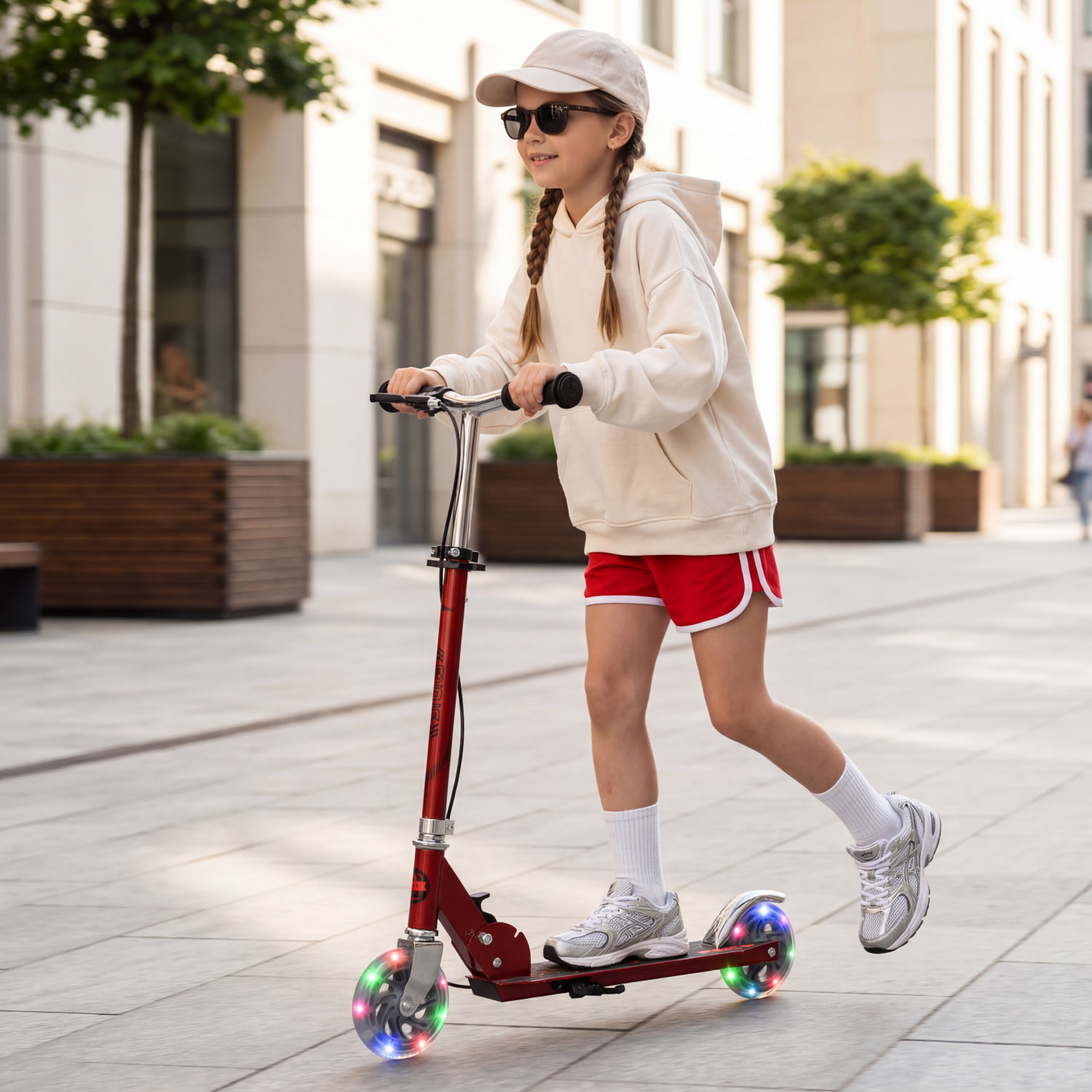 Story Play Kinderroller mit Handbremse und LED-Rädern