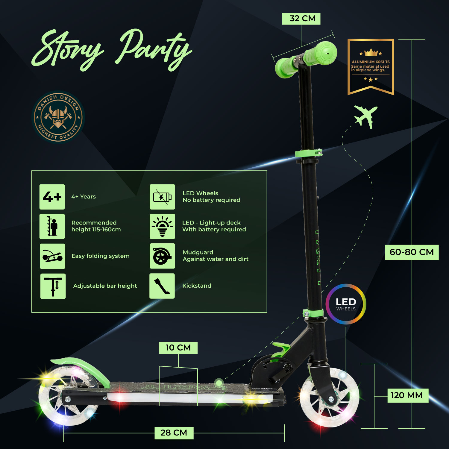 Story Party LED Verstellbarer Kinder Roller